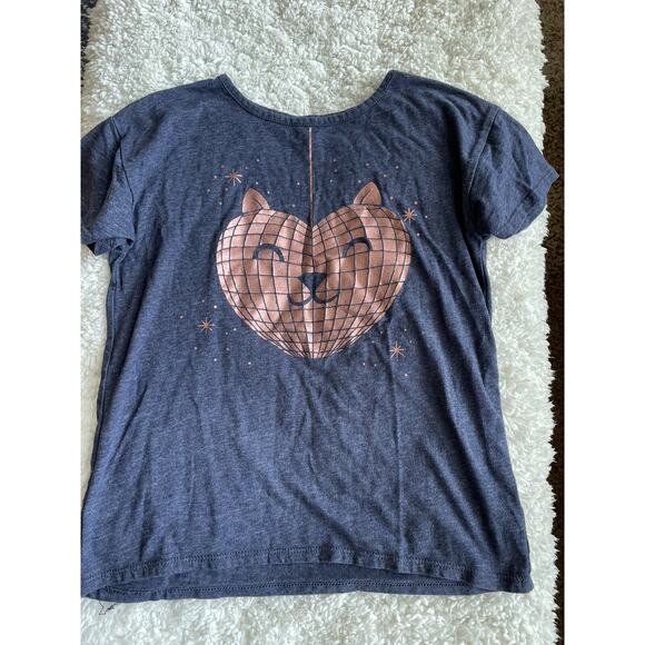 Tucker & Tate girls sz. 8 blue shimmer gold cat design tee. Cute, fun - Picture 1 of 6